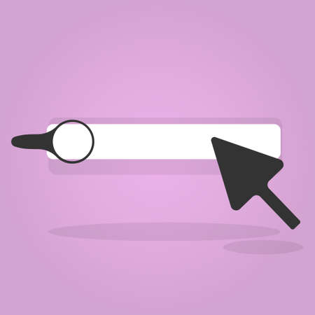 Search bar template for website. Navigation search for browser. Realistic 3d arrow, cursor. Pastel...