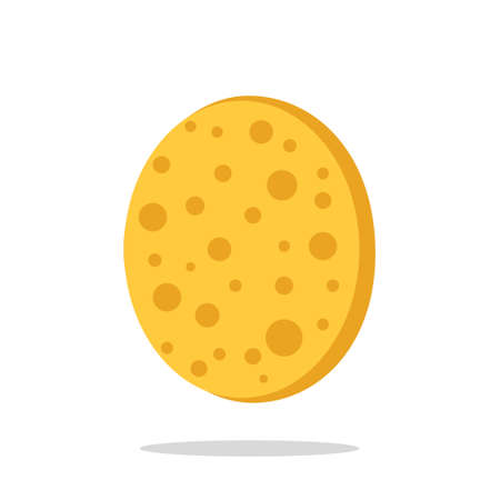 The sponge icon. Yellow sponge made of soft, porous material for washing and bathing. Vector illustration isolated on a white background for design in cartoon style.のイラスト素材