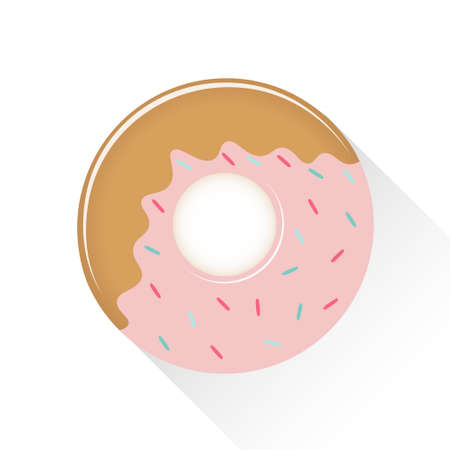 Sweet cartoon donut with glaze, isolated on white background. Vector illustrationのイラスト素材