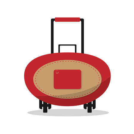Cartoon luggage suitcase on wheels. Isolate on a grey background. Vector flat illustrationのイラスト素材