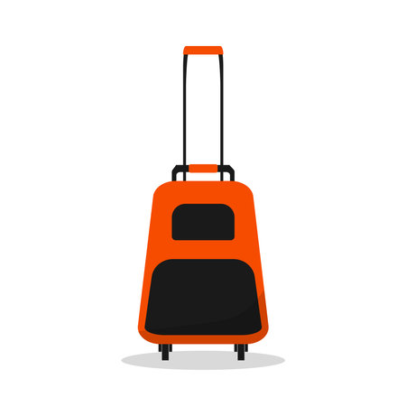 Cartoon luggage suitcase on wheels. Isolate on a white background. Vector flat illustrationのイラスト素材