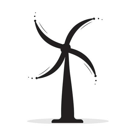 Windmill alternative wind turbine and renewable energy vector icon environment concept for graphic design,   web site, social media, mobile app, ui illustrationのイラスト素材