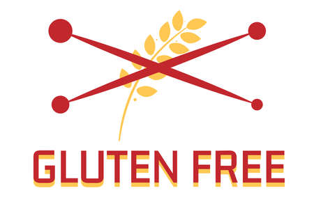 Gluten free icon with grain or wheat symbol. Food allergy label or logo. Vector flat illustration.のイラスト素材