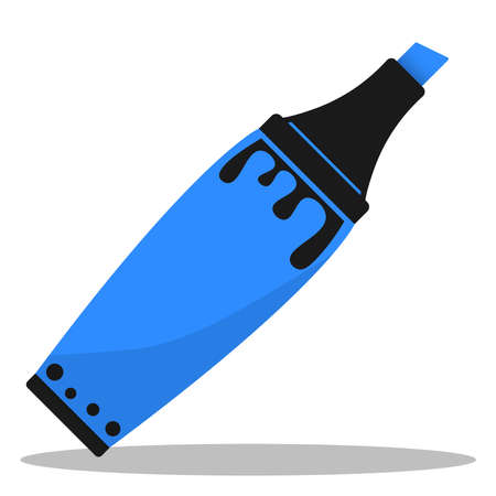 Ink Graphic blue Marker Pen Highlighter isolated on white. flat vector illustration for disign or schoolのイラスト素材