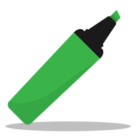 Ink Graphic green Marker Pen Highlighter isolated on white. flat vector illustration for disign or schoolのイラスト素材