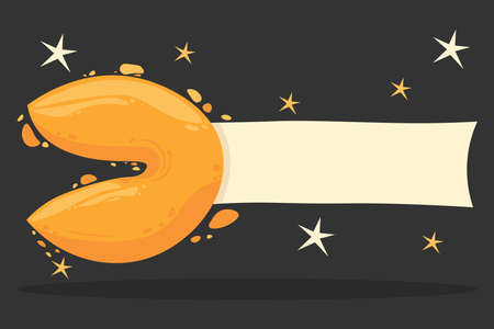 Chinese fortune cookies. Flat Vector illustration. Food, dessert, good fortune theme.  Isolated on white backgroundのイラスト素材