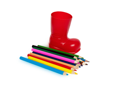 colored drawing pencilsの写真素材