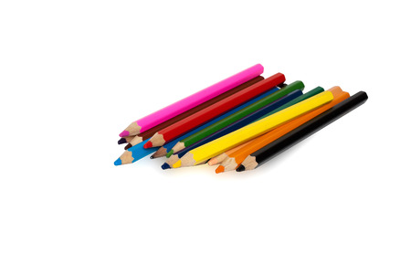 Colored pencils isolated on a white bacgroundの写真素材