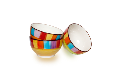 Colorful bowl on a white isolated backgroundの写真素材