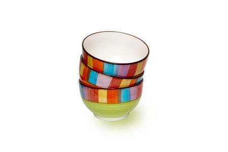 Colorful bowl on a white isolated backgroundの写真素材