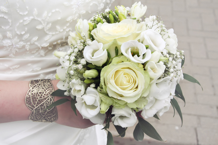 Flowers roses bouquet of white roses, wedding bouquet, Bridal bouquetの写真素材