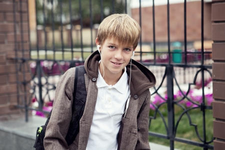 Portrait of teenager in  jacket, outdoorの写真素材