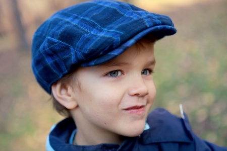 Portrait of cunning little boy, outdoorの写真素材