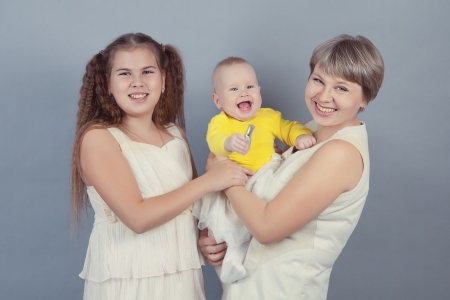 Portrait of a happy family, indoorの写真素材
