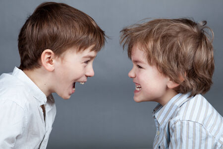 Portrait of two happy cute brothers 