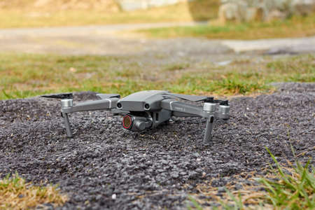 DJI Mavic 2 Pro Drone with Hasselblad camera and Freewell ND filter is ready to take off, Chicago, May 2020.のeditorial素材