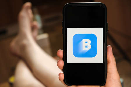Bounce dating service using on the smartphone by LGBT lesbian girl for fall in love and...