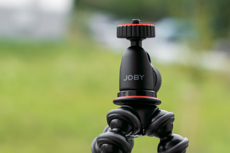 Flexible tripod Joby Gorillapod for recording movies outside, September 2022, Prague, Czech Republic.のeditorial素材