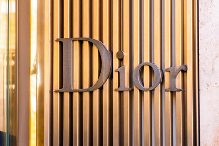 Dior fashion store in Rome. Famous luxury boutique worldwide. Fashion week concept. March 2023, Rome, Italy.のeditorial素材