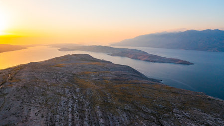 Sunset in island Pag, the landscape in Croatia.の写真素材