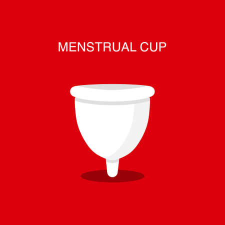 Woman menstrual cup on red isolated backgroundのイラスト素材