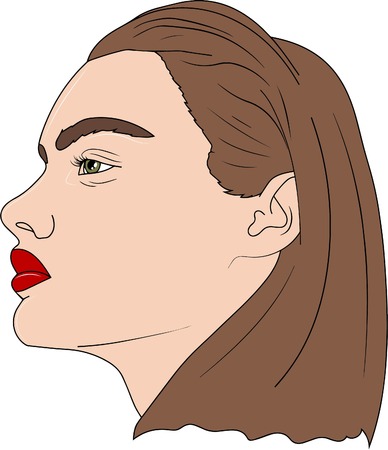vector illustration. silhouette of beautiful woman with red lipsのイラスト素材