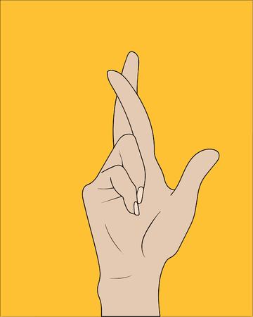 Fingers crossed, hand gesture. Lie, on luck, superstition symbol or icon. Vector illustrationのイラスト素材