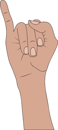 The right  hand shows the little finger isolated on white backgroundのイラスト素材