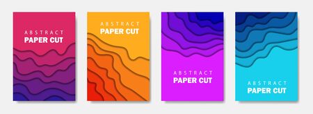 Modern creative set of posters with a 3d abstract background and paper cut shapes. Design layout, minimal template for flyers, website and business presentations. vector eps10のイラスト素材