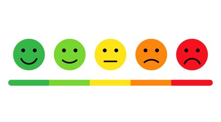 Customer rating scale with angy face and happy face. Customer satisfaction feedback or rating.Happy and angry face in flat style. vector illustration eps10のイラスト素材