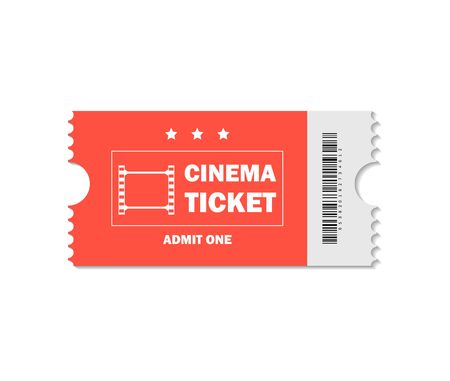 Ticket of cinema for movie. Admission red ticket for theater, movie, cinema on isolated background. Pass ticket on film. vector eps10のイラスト素材