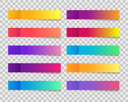 Trendy post note stickers with gradient on transparent background. Sticky note template. Set of colorful post note paper. vector illustrationのイラスト素材