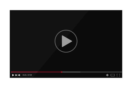 Video player screen with bar in mockup style. Multimedia interface with player bar for web. Flat player video frame with media screen on isolated background.vector eps10のイラスト素材
