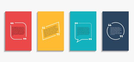 Banner with quote bubble, citation opinion. Speech quotation in circle frame. Design textbox in brackets on colorful background. Citation tag set cover. vector illustrationのイラスト素材