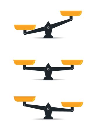 Set of scale balance in flat style.Digital flat libra for weight. Simple scale justice concept. Food libra on isolated background. Empty bowls of libra. vector eps10のイラスト素材