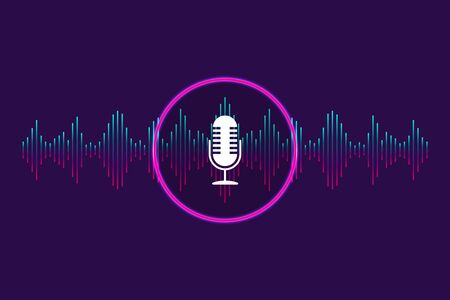 Voice control, recognition voice background. Digital soundwave, voice assistant for music, app, electronics technology background. Assistant conversation sound tech. Authentication sound wave. vectorのイラスト素材