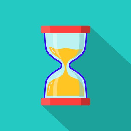 Hourglass flat vector icon. Countdown of time on sand glass. Timer count down on cartoon sand clock....
