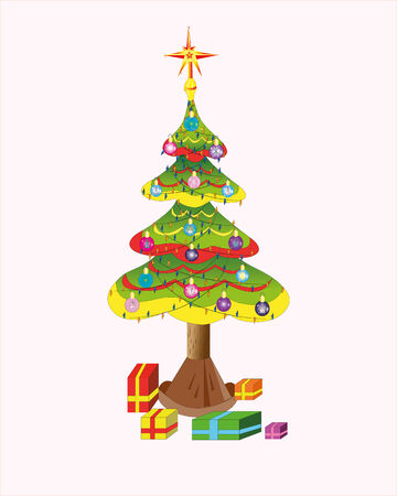 Christmas tree and gifts. Illustration.Vector.のイラスト素材