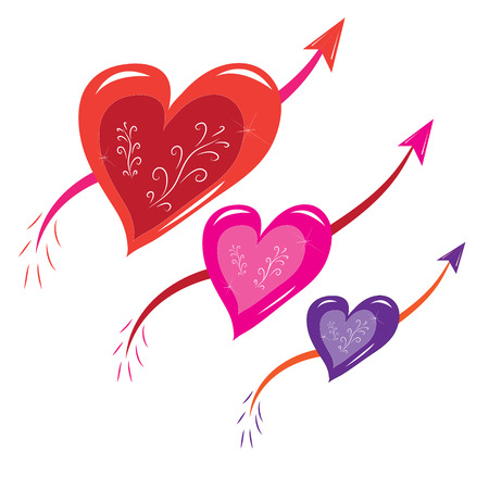 Three hearts with arrows.Illustration.Vector.のイラスト素材
