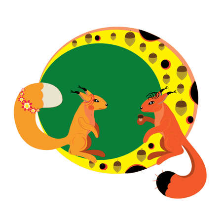 Two squirrels on the moon.のイラスト素材