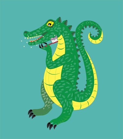 The crocodile brushes teeth のイラスト素材