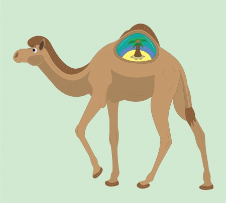 Camel and the island in a hump.のイラスト素材