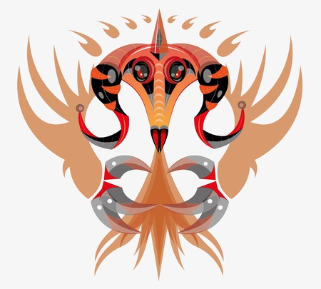 Fantastic fiery dragon. illustration. vector.のイラスト素材