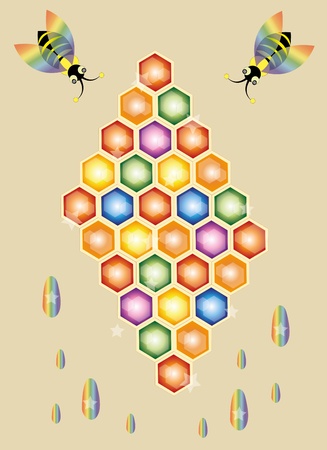 Magic bees and honey  Illustration  のイラスト素材