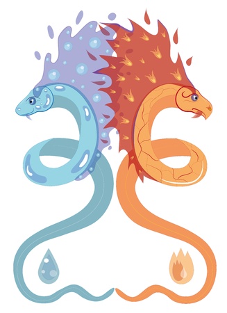 Snake of water and snake of fire のイラスト素材
