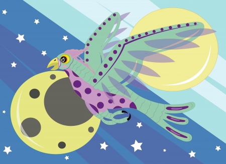 The bird flies on the sky のイラスト素材
