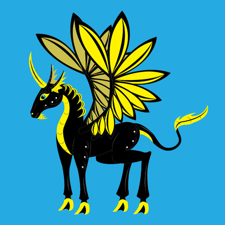 Black and gold unicornのイラスト素材