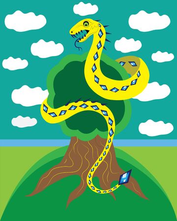 Snake and tree of life.のイラスト素材