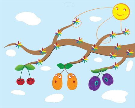 Magic tree with fantastic berriesのイラスト素材