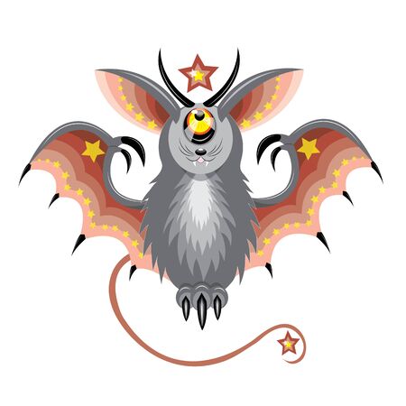 Star Gray Bat with horns and starsのイラスト素材